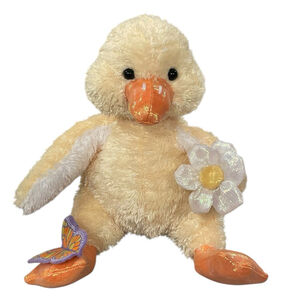 Commonwealth 2002 Yellow Duck Plush Butterfly Flower Stuffed Animal Toy Easter